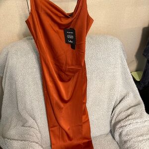 Lulus satin burnt orange dress X-Small